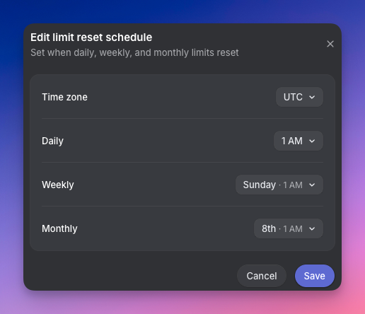 Manage reset schedule