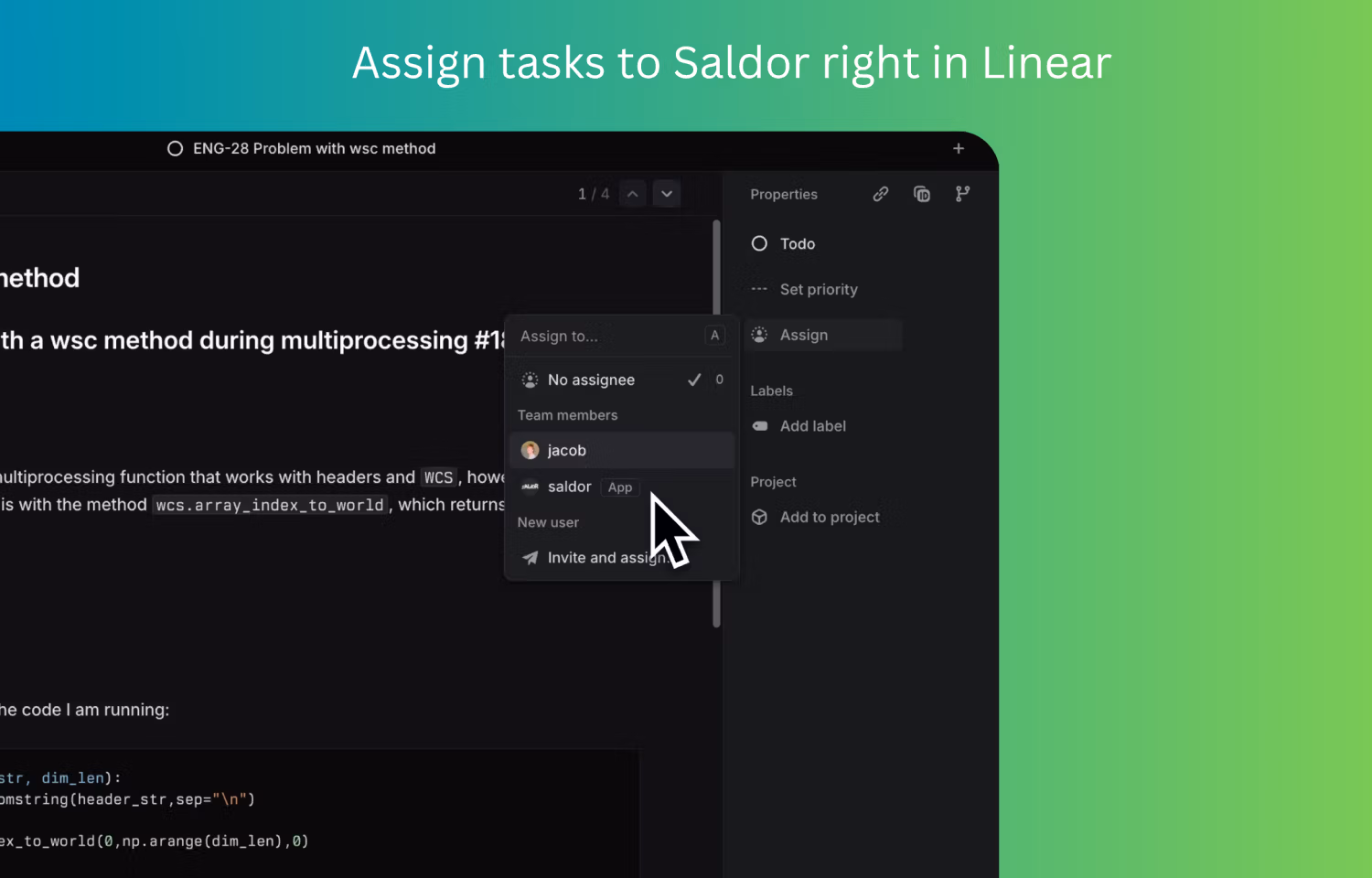 Saldor label being added in Linear