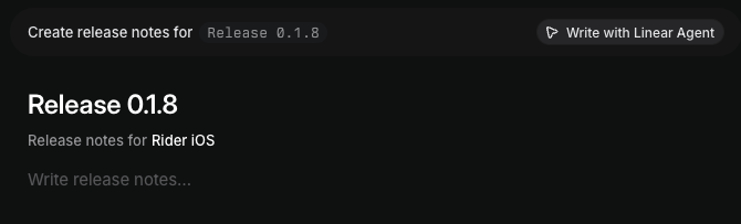 Create release notes option with Linear Agent