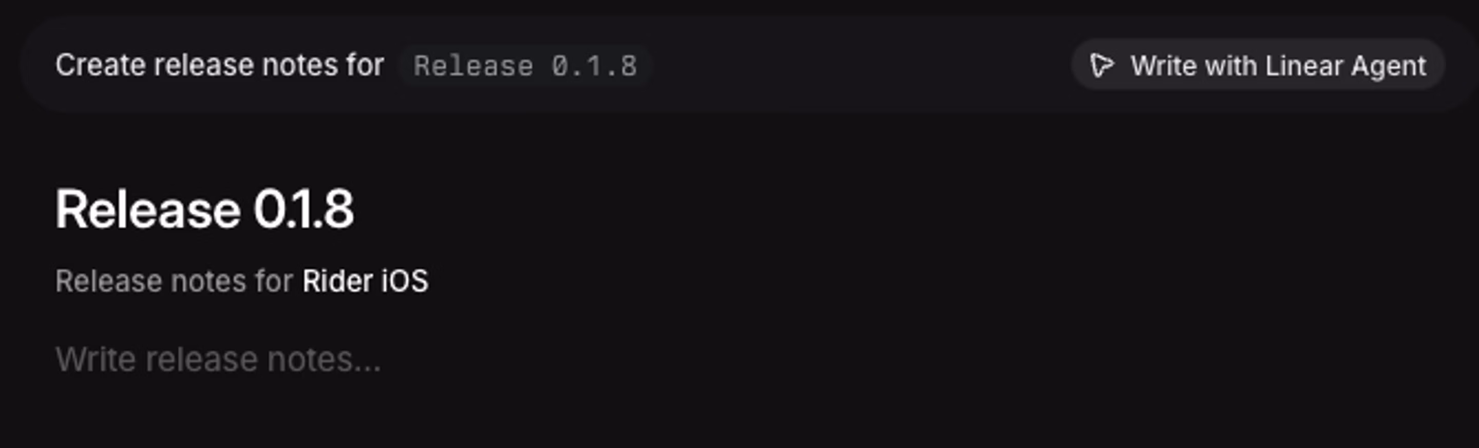 Create release notes option with Linear Agent