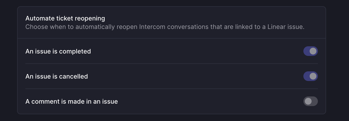 Intercom integration re-open conversations setting