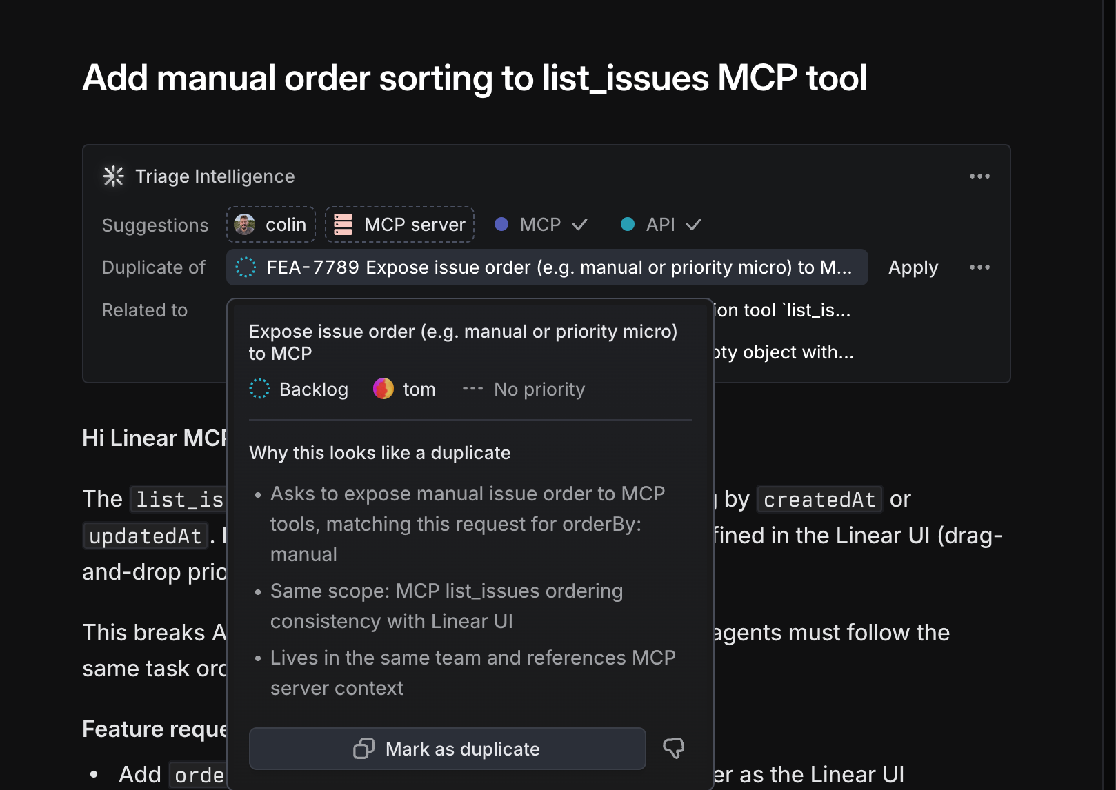 suggested related issue