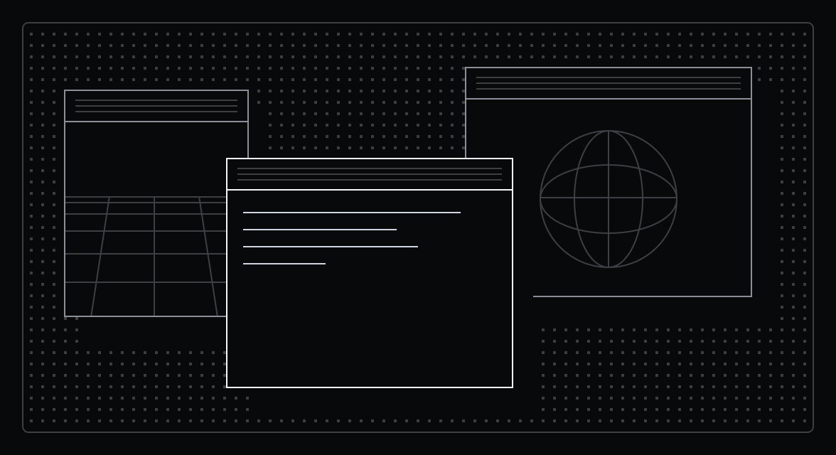 An abstract hero asset showing windows on a screen