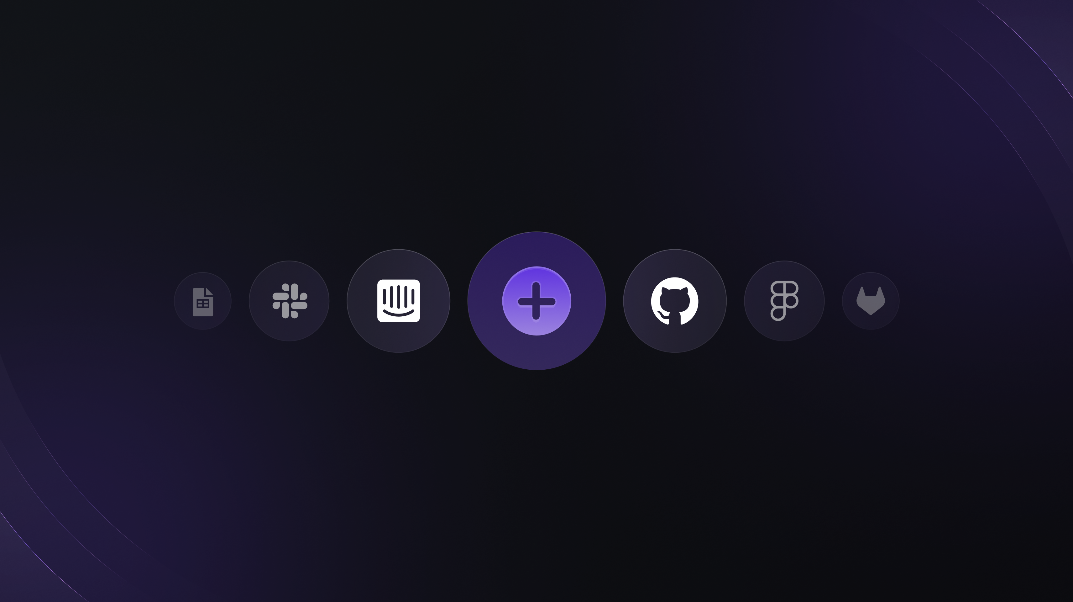 Icons from Linear integrations including GitHub, Slack, and Figma