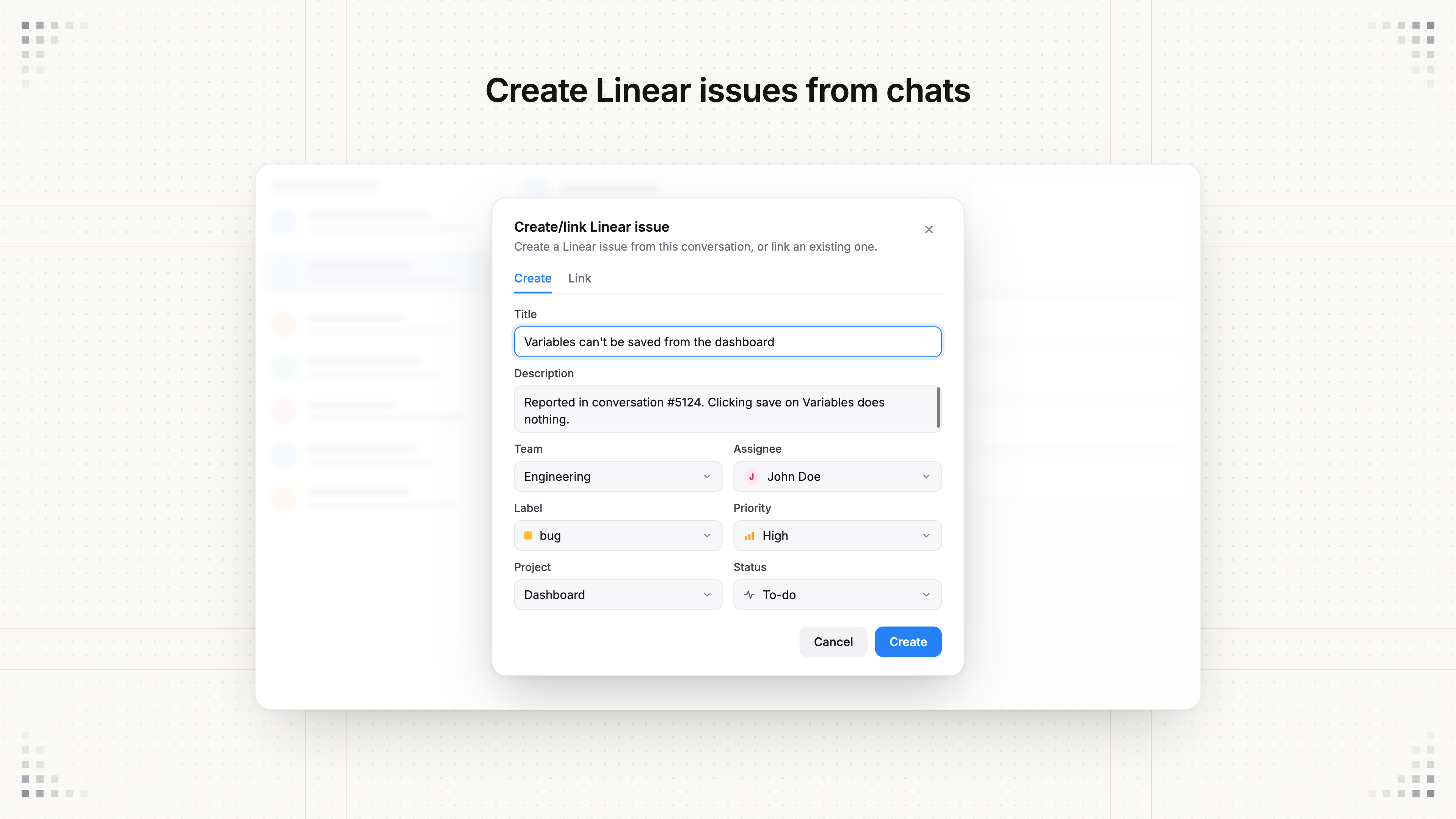 creating Linear issues in Chatwoot