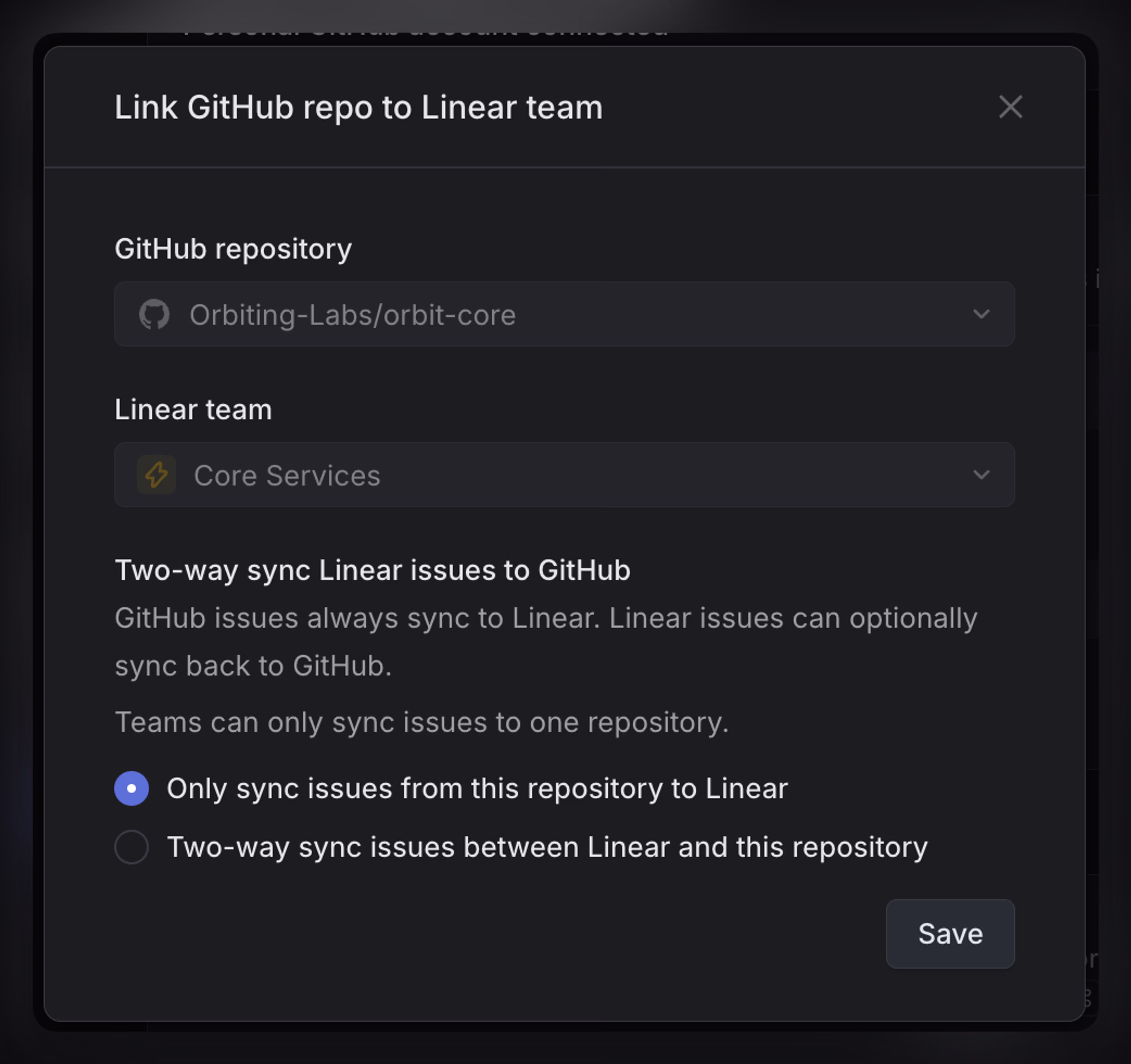 Setup for GitHub Issues Sync.