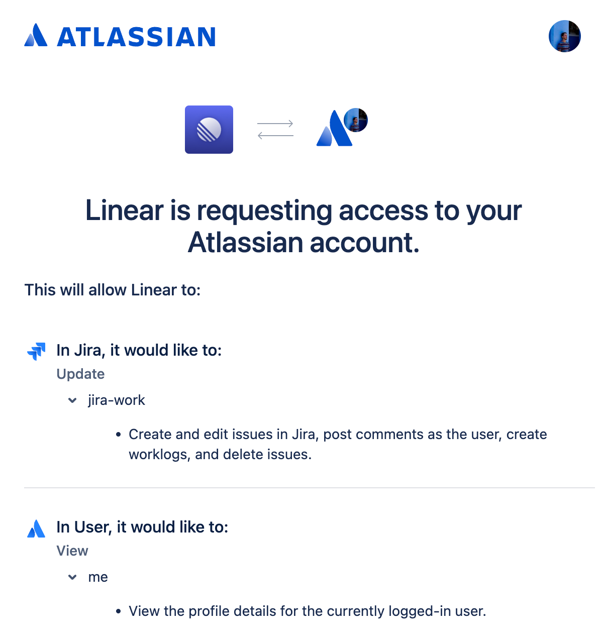 OAuth consent screen for Jira Sync