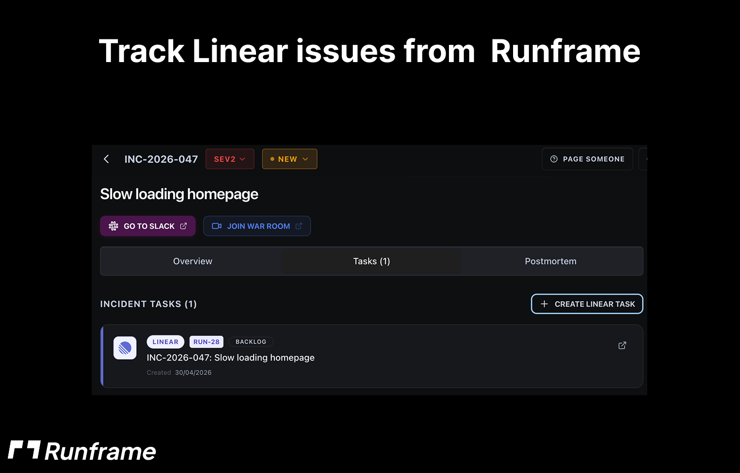 tracking linear issues from runframe
